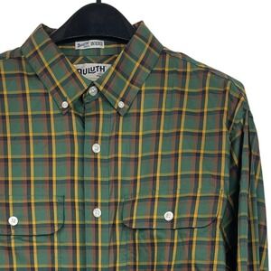 Duluth Trading Untucked Soft Skills Shirt Mens LT TALL Nylon Cotton Green Plaid